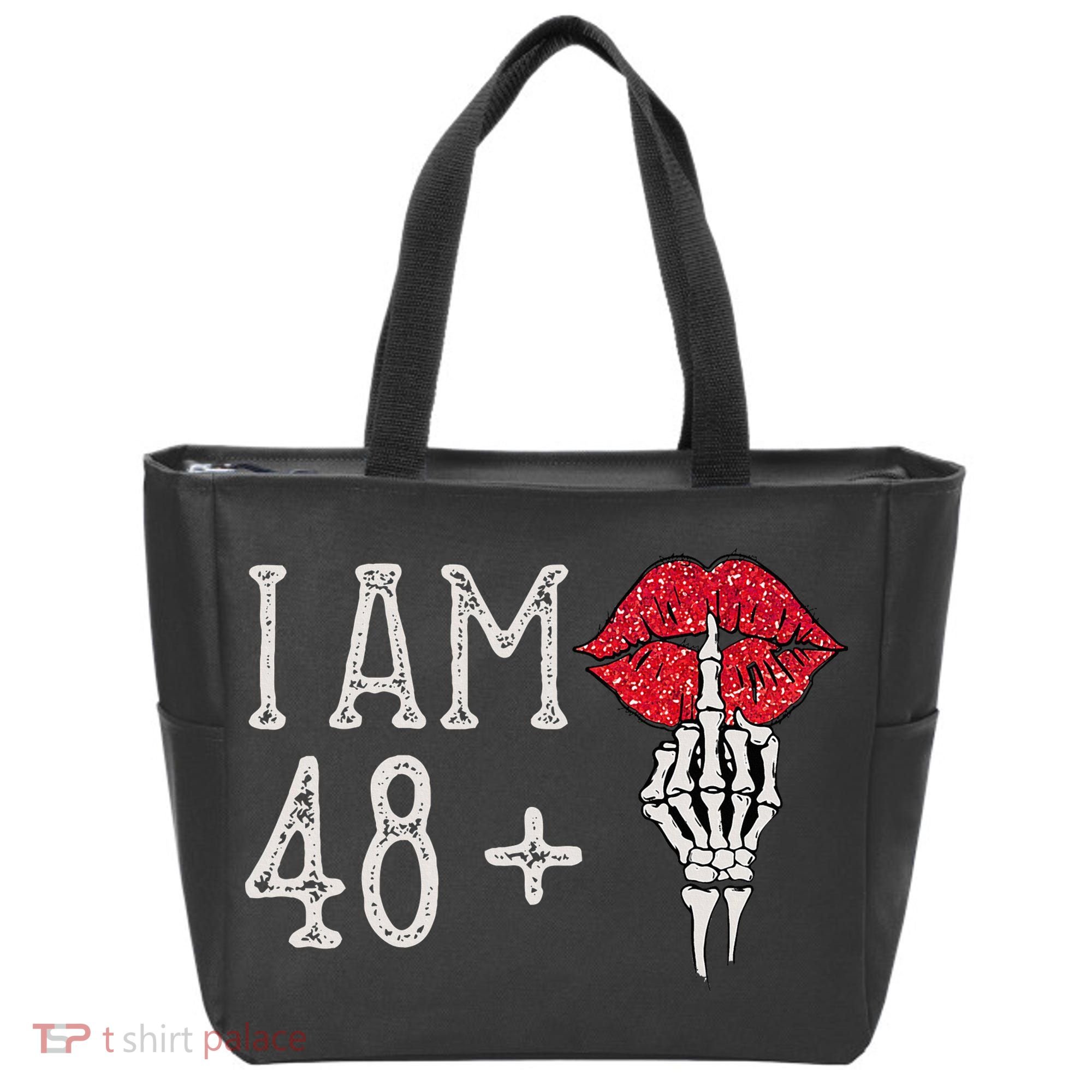 IM 48 Plus 1 Middle Finger Skull Funny 49th Birthday Tote Bag
