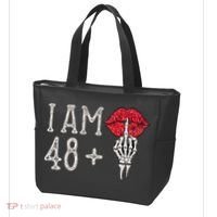 IM 48 Plus 1 Middle Finger Skull Funny 49th Birthday Tote Bag thumb 3