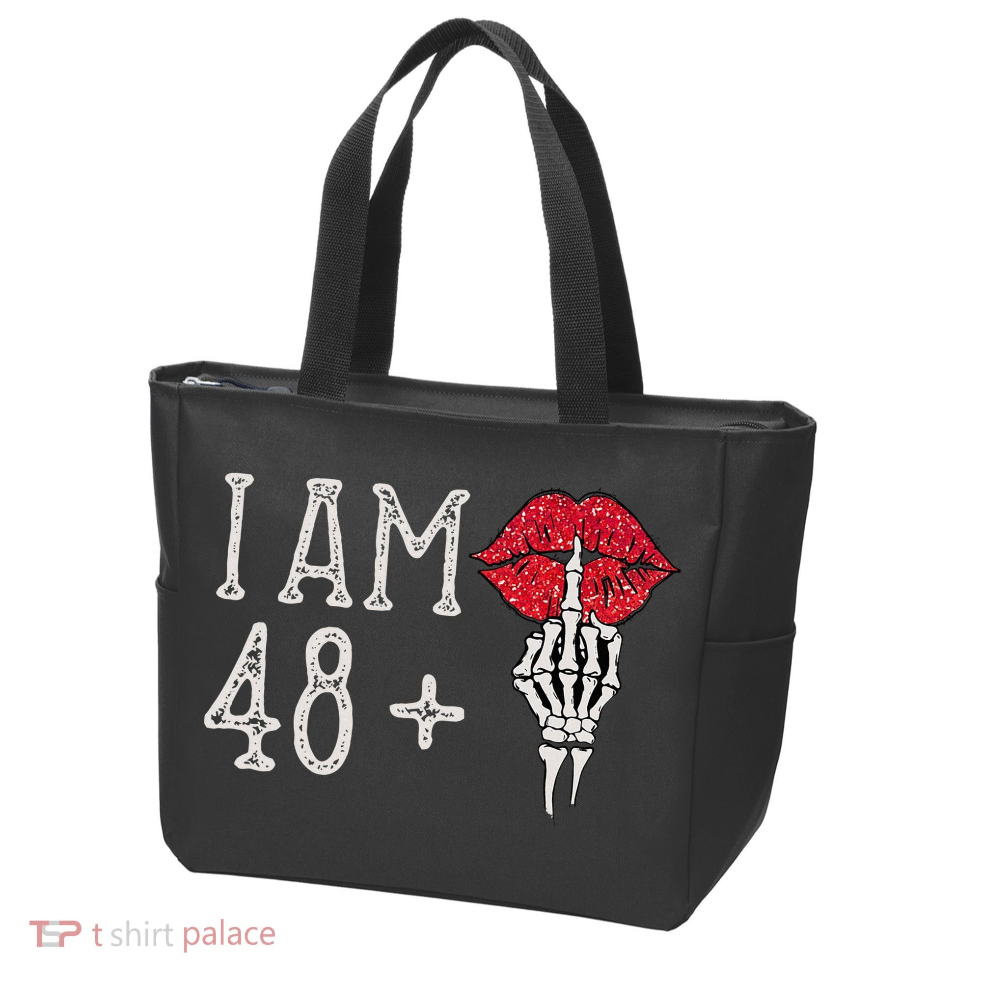 IM 48 Plus 1 Middle Finger Skull Funny 49th Birthday Tote Bag