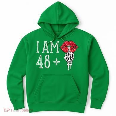 IM 48 Plus 1 Middle Finger Skull Funny 49th Birthday Hoodie