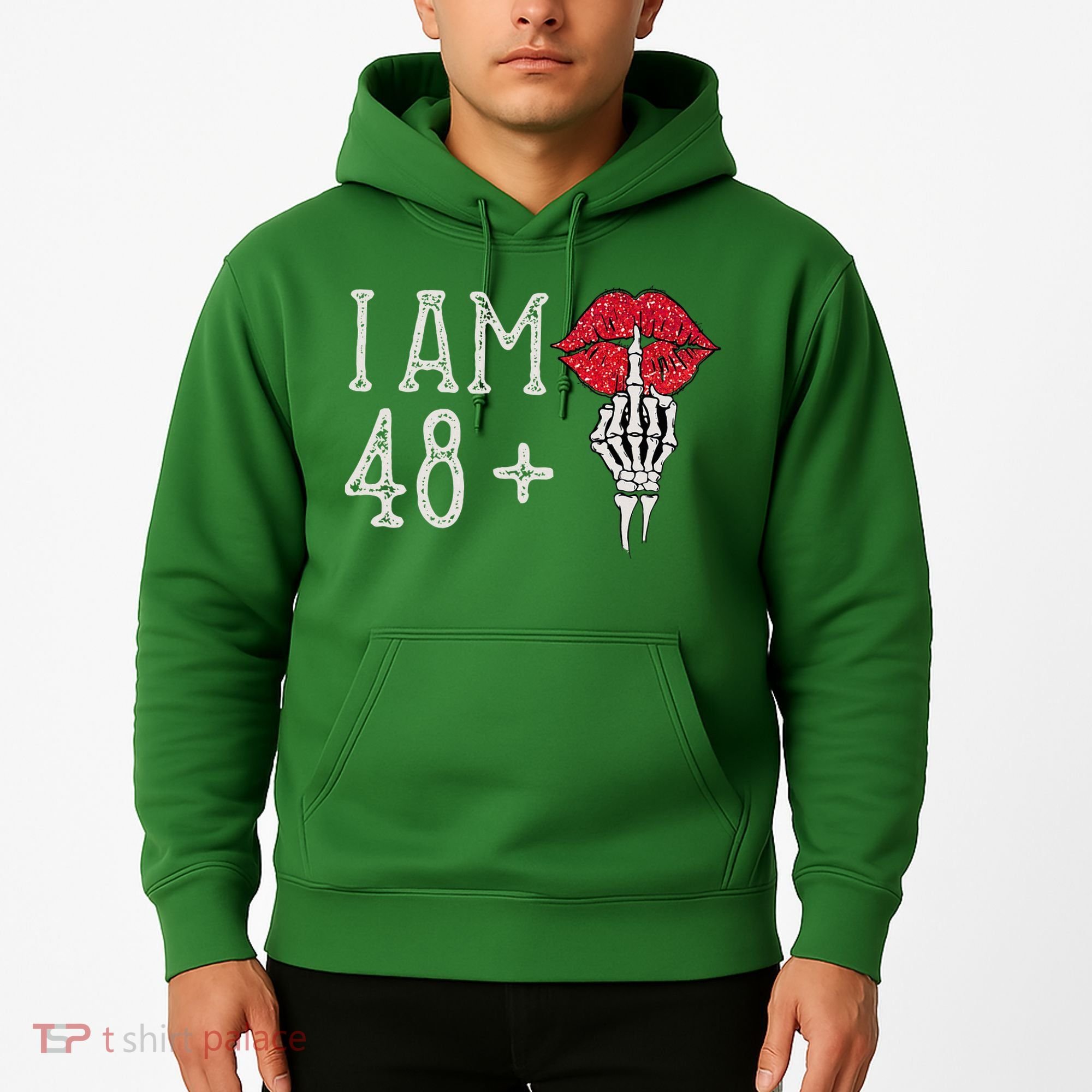 IM 48 Plus 1 Middle Finger Skull Funny 49th Birthday Hoodie