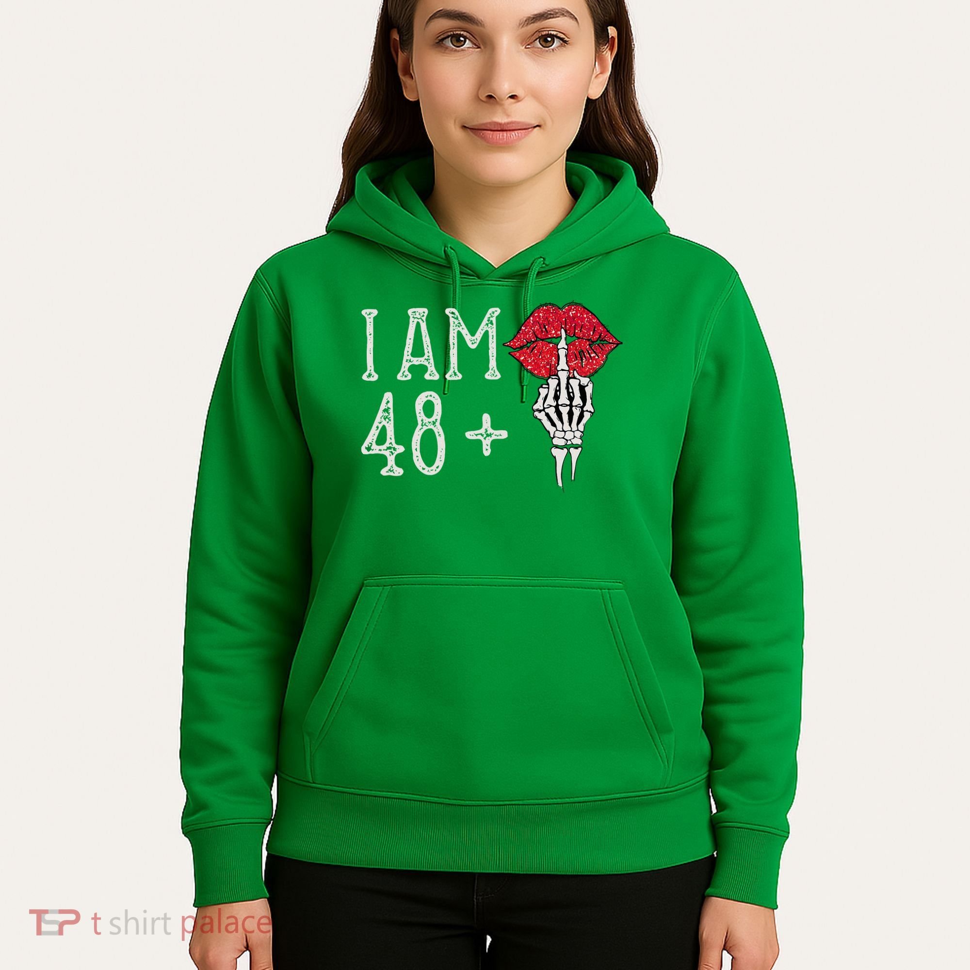 IM 48 Plus 1 Middle Finger Skull Funny 49th Birthday Hoodie