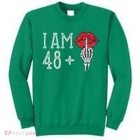 IM 48 Plus 1 Middle Finger Skull Funny 49th Birthday Sweatshirt thumb 0
