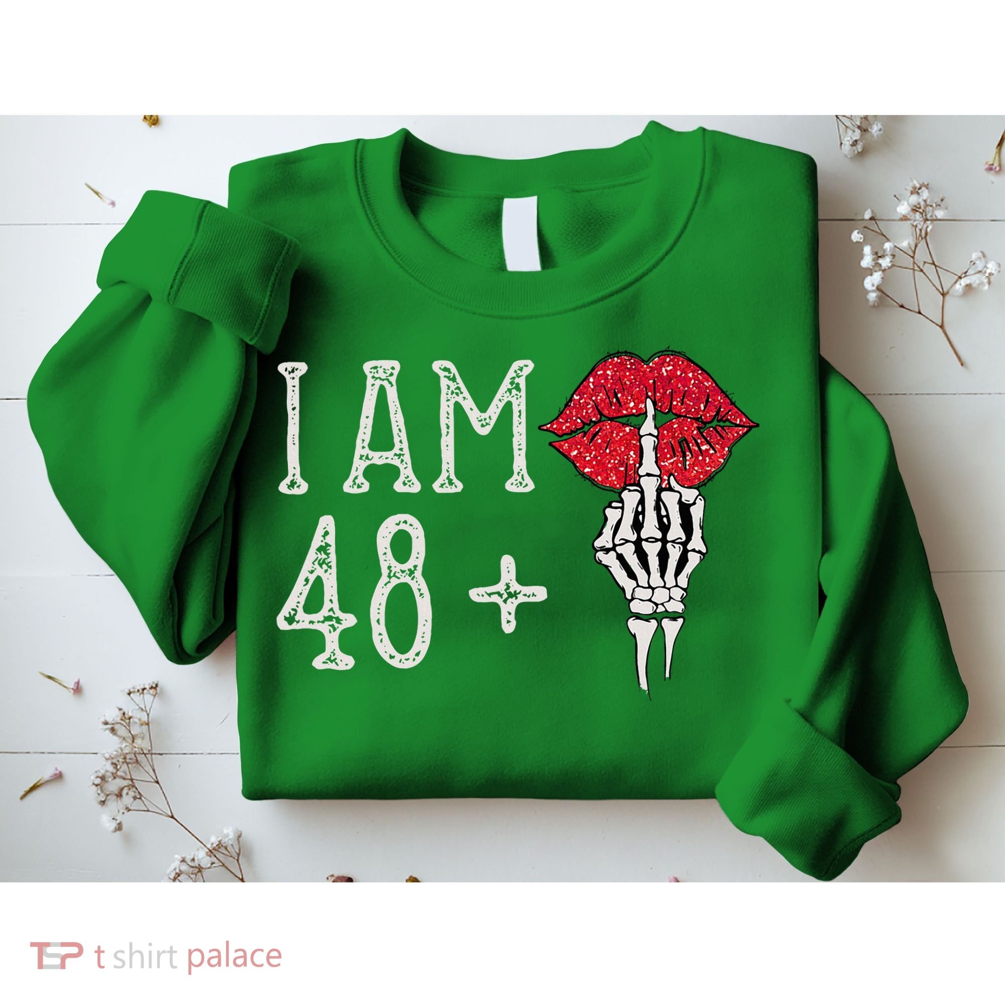 IM 48 Plus 1 Middle Finger Skull Funny 49th Birthday Sweatshirt