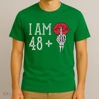IM 48 Plus 1 Middle Finger Skull Funny 49th Birthday T-Shirt thumb 3