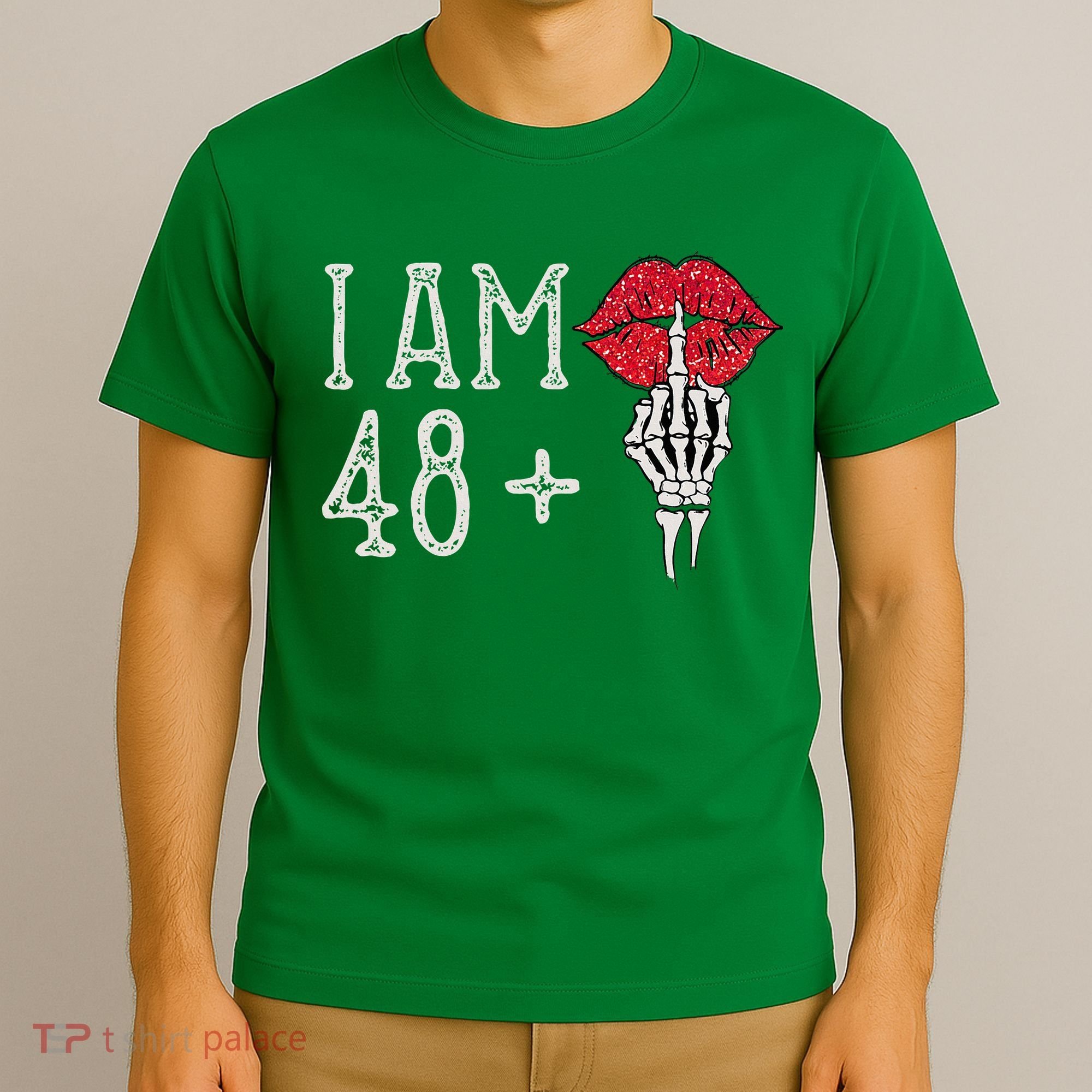 IM 48 Plus 1 Middle Finger Skull Funny 49th Birthday T-Shirt