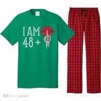 IM 48 Plus 1 Middle Finger Skull Funny 49th Birthday Pajama Set thumb 0