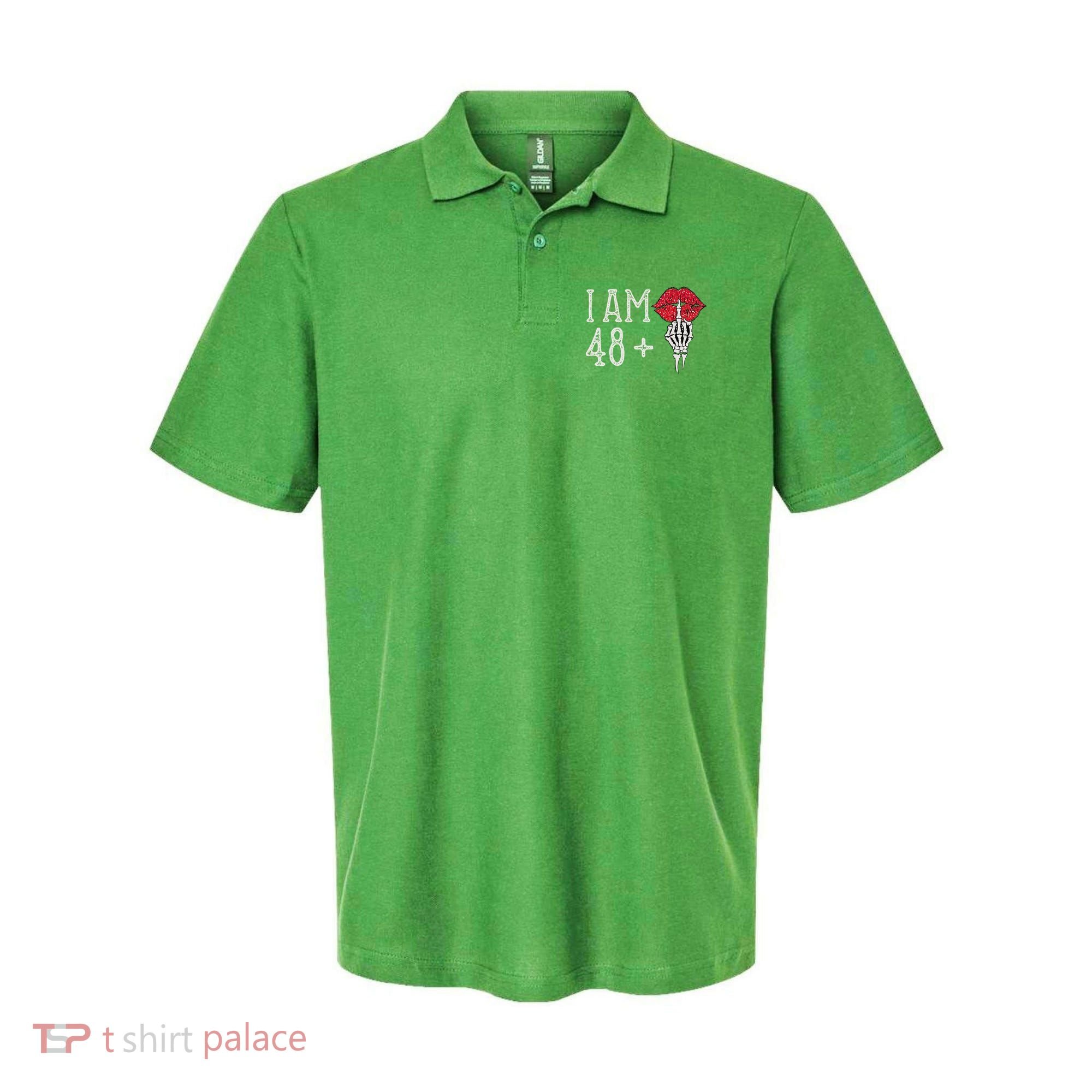 IM 48 Plus 1 Middle Finger Skull Funny 49th Birthday Polo