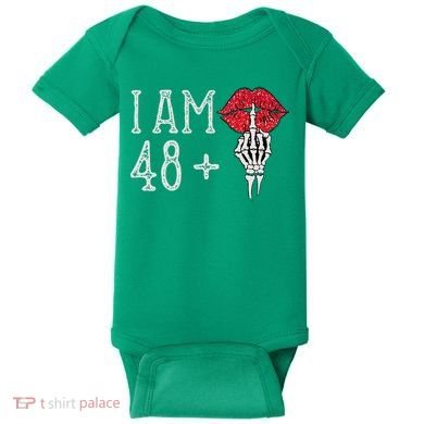 IM 48 Plus 1 Middle Finger Skull Funny 49th Birthday Baby Bodysuit