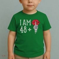 IM 48 Plus 1 Middle Finger Skull Funny 49th Birthday Toddler T-Shirt thumb 2