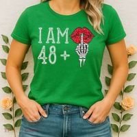 IM 48 Plus 1 Middle Finger Skull Funny 49th Birthday Women's T-Shirt thumb 2