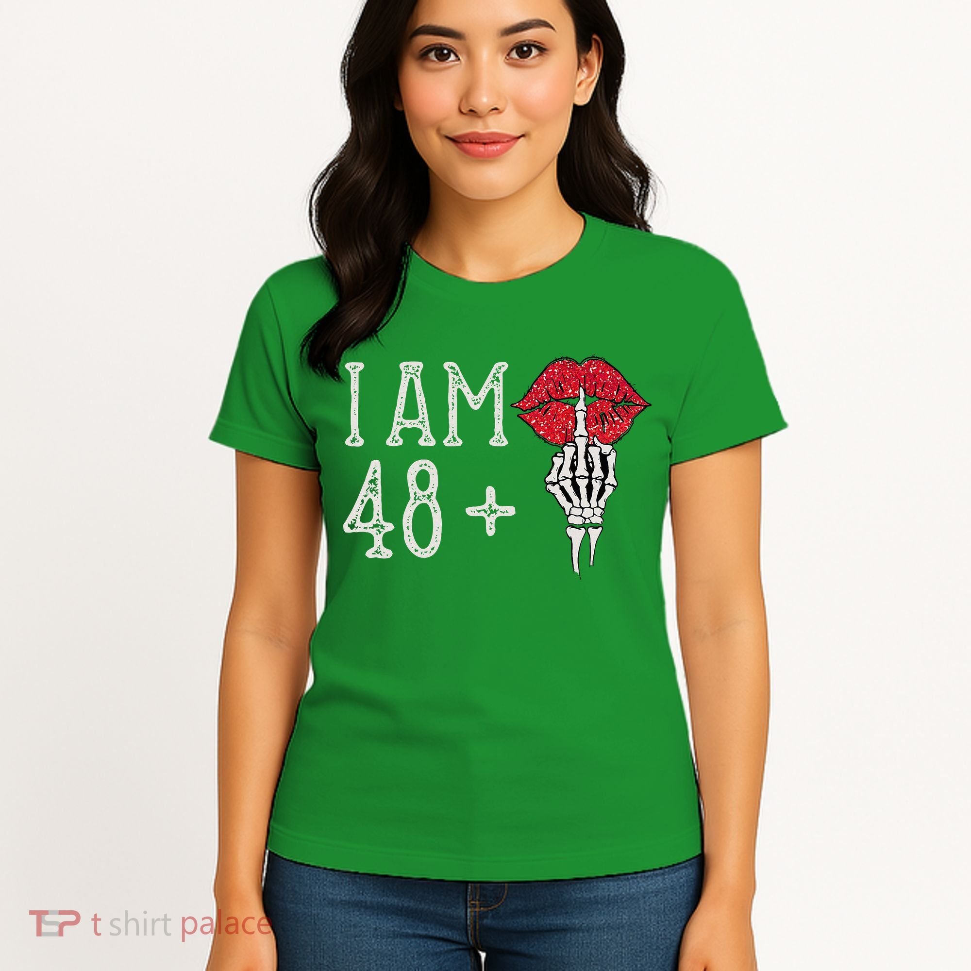 IM 48 Plus 1 Middle Finger Skull Funny 49th Birthday Women's T-Shirt