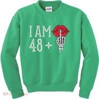 IM 48 Plus 1 Middle Finger Skull Funny 49th Birthday Kids Sweatshirt thumb 0