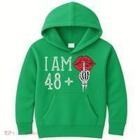 IM 48 Plus 1 Middle Finger Skull Funny 49th Birthday Kids Hoodie thumb 0