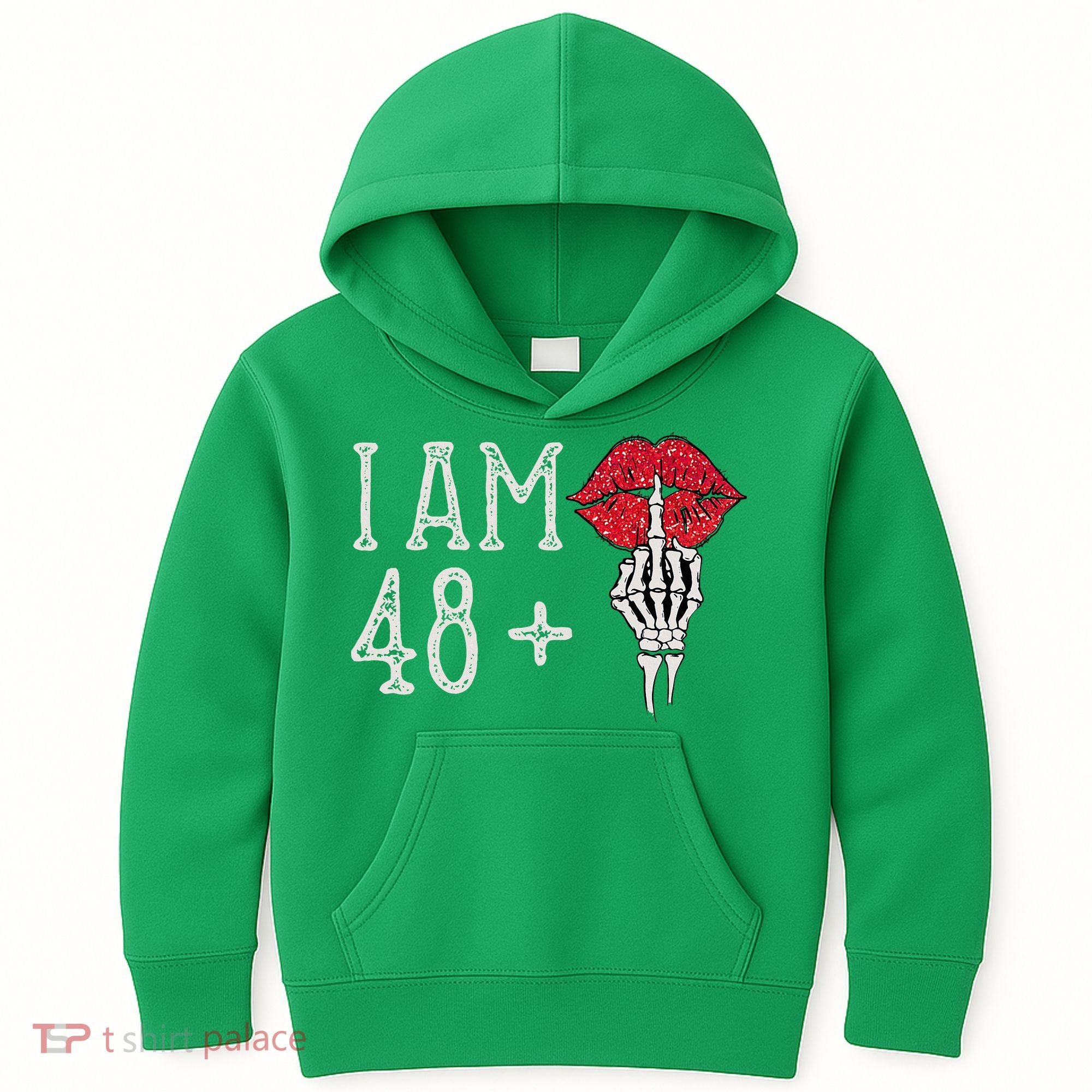IM 48 Plus 1 Middle Finger Skull Funny 49th Birthday Kids Hoodie