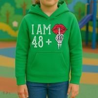 IM 48 Plus 1 Middle Finger Skull Funny 49th Birthday Kids Hoodie thumb 3