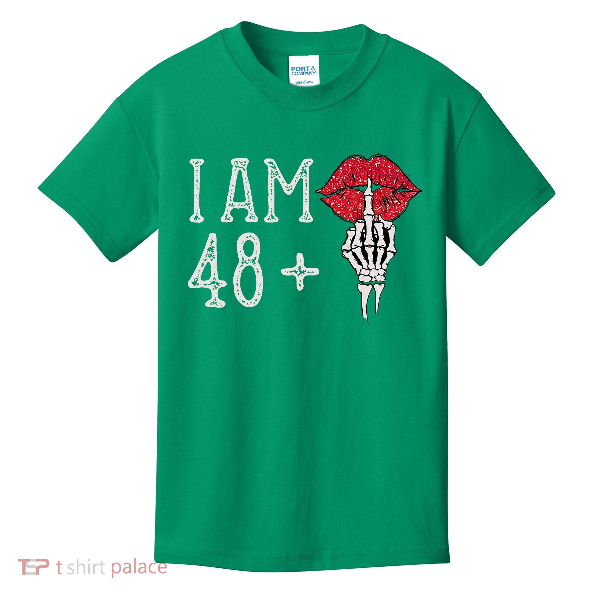 IM 48 Plus 1 Middle Finger Skull Funny 49th Birthday Kids T-Shirt