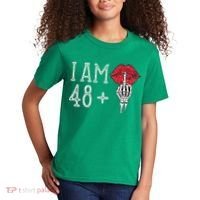 IM 48 Plus 1 Middle Finger Skull Funny 49th Birthday Kids T-Shirt thumb 2
