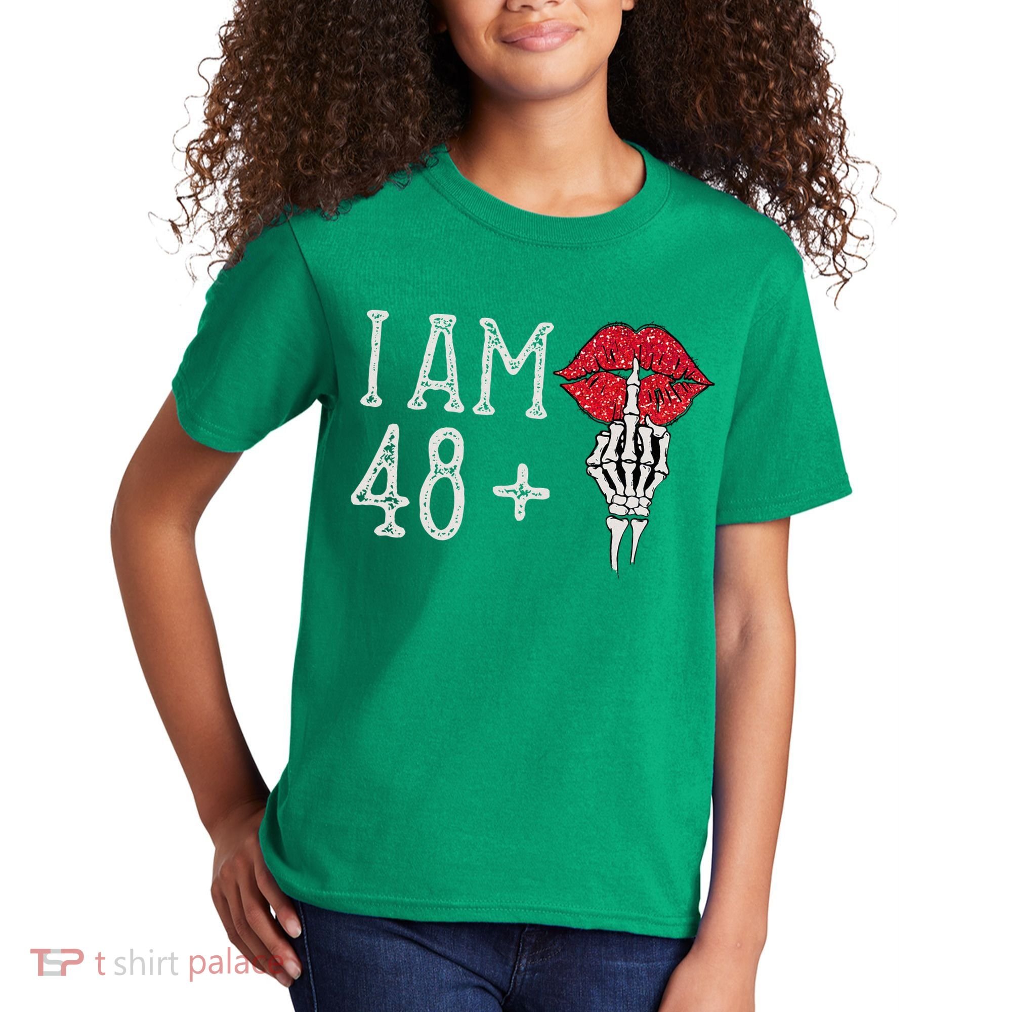 IM 48 Plus 1 Middle Finger Skull Funny 49th Birthday Kids T-Shirt