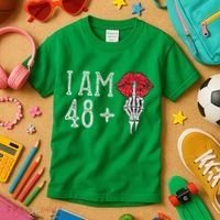 IM 48 Plus 1 Middle Finger Skull Funny 49th Birthday Kids T-Shirt thumb 3