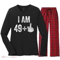I'm 49 Plus 1 One Funny 50th Birthday 50 Years Old Gift Women's Long Sleeve Flannel Pajama Set  thumb 0