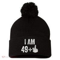 I'm 49 Plus 1 One Funny 50th Birthday 50 Years Old Gift Pom Pom 12in Knit Beanie thumb 0