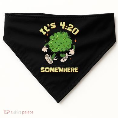 Its 420 Somewhere Funny Weed 420 Marijuana Stoner USA-Made Doggie Bandana