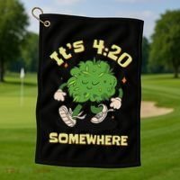 Its 420 Somewhere Funny Weed 420 Marijuana Stoner Golf Towel thumb 1