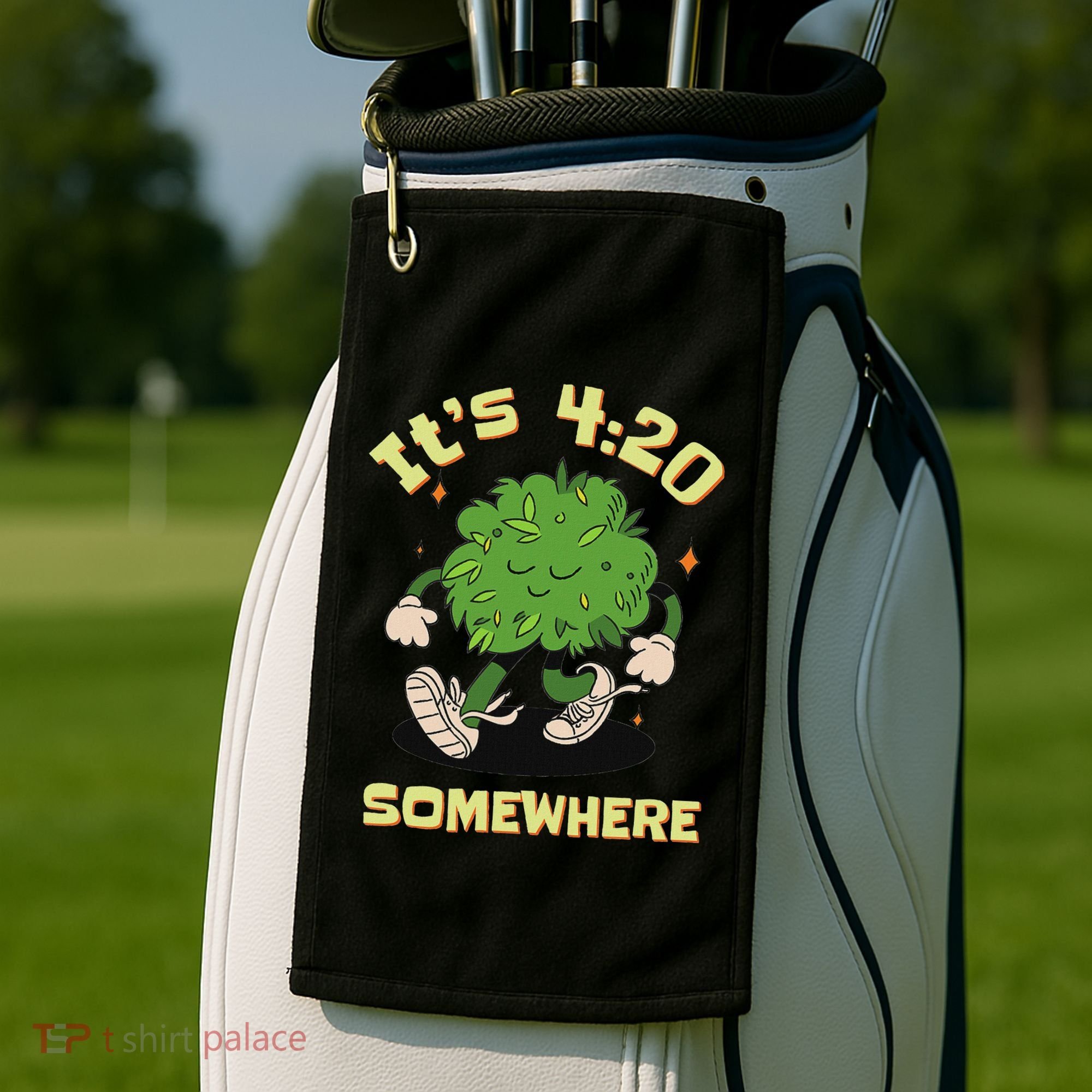 Its 420 Somewhere Funny Weed 420 Marijuana Stoner Golf Towel
