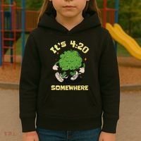 Its 420 Somewhere Funny Weed 420 Marijuana Stoner Kids Hoodie thumb 3