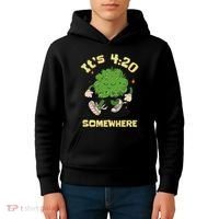 Its 420 Somewhere Funny Weed 420 Marijuana Stoner Kids Hoodie thumb 4