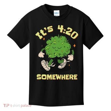 Its 420 Somewhere Funny Weed 420 Marijuana Stoner Kids T-Shirt