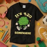 Its 420 Somewhere Funny Weed 420 Marijuana Stoner Kids T-Shirt thumb 3