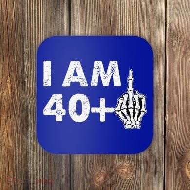Im 41 Years Old Funny Skeleton Middle Finger 41st Birthday Coaster