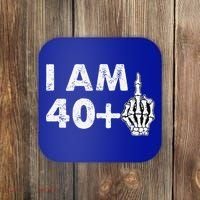 Im 41 Years Old Funny Skeleton Middle Finger 41st Birthday Coaster thumb 0