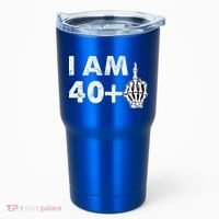 Im 41 Years Old Funny Skeleton Middle Finger 41st Birthday Tumbler thumb 0