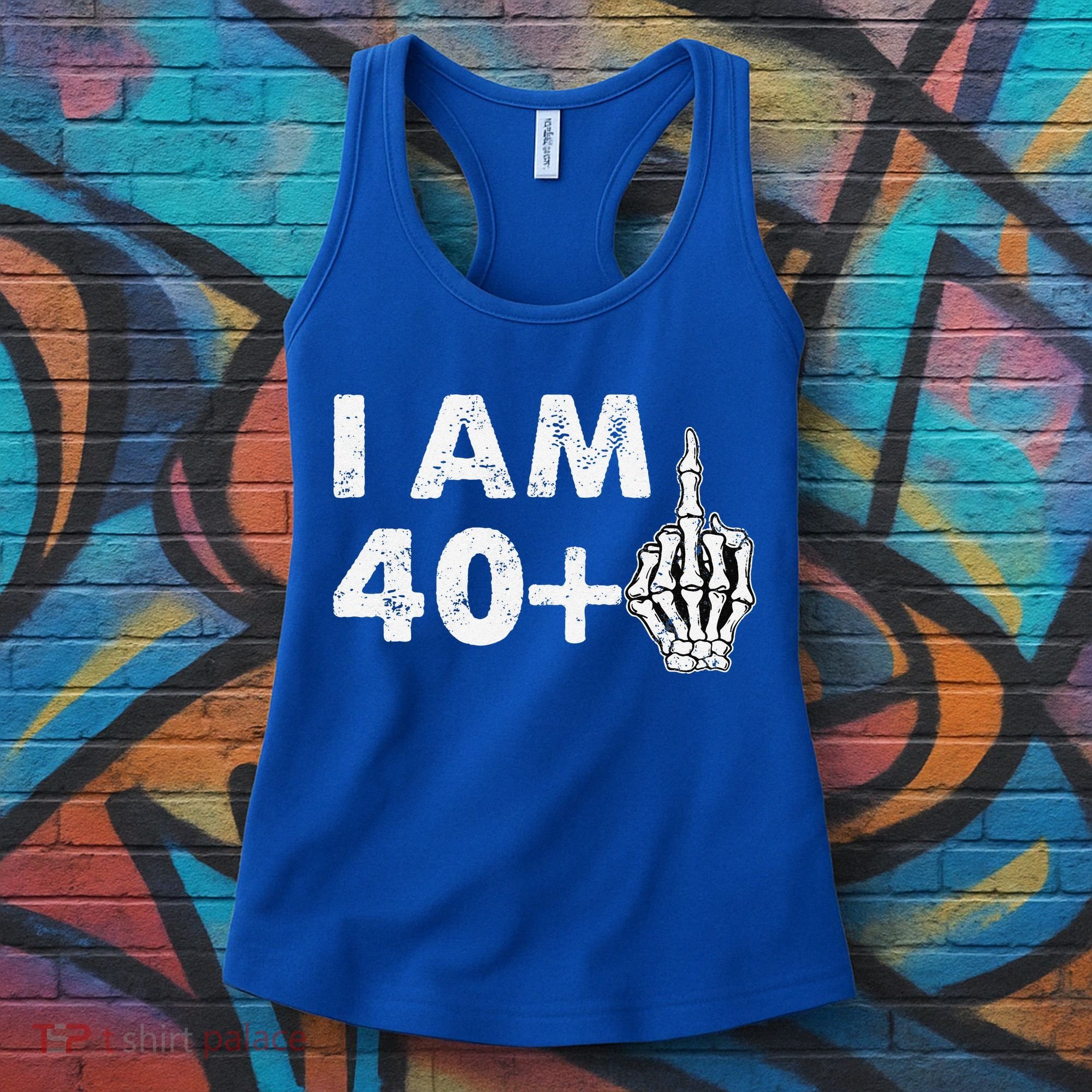 Im 41 Years Old Funny Skeleton Middle Finger 41st Birthday Women's Tank Top