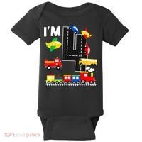 I'm 4 Years Old Locomotive Train 4th Birthday Toddle Baby Bodysuit thumb 0