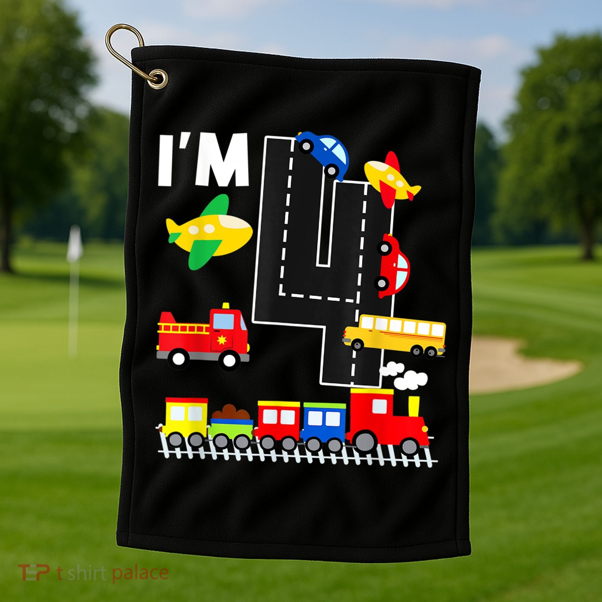 I'm 4 Years Old Locomotive Train 4th Birthday Toddle Golf Towel