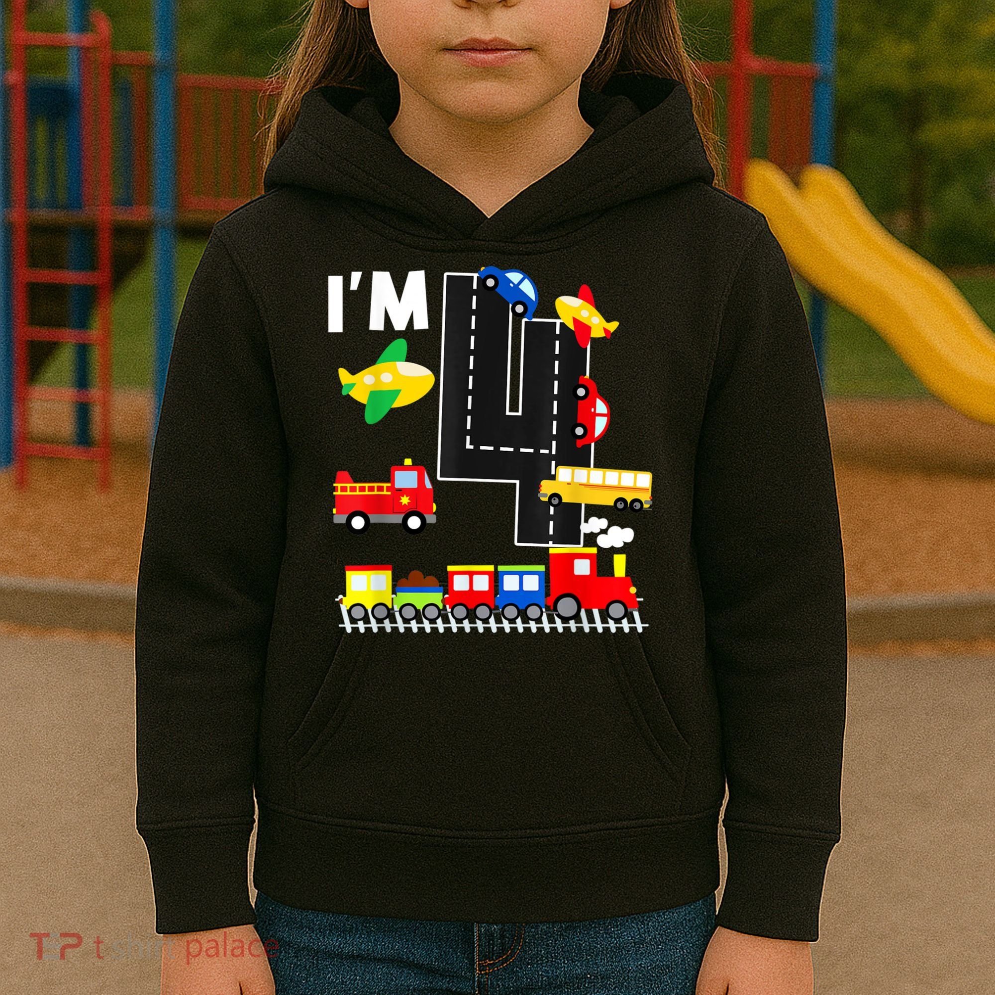 I'm 4 Years Old Locomotive Train 4th Birthday Toddle Kids Hoodie