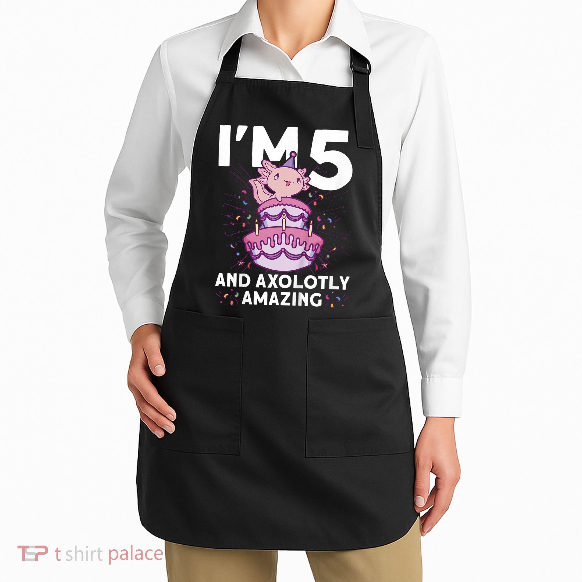 I'm 5 Bday Axolotl Party Cute 5th Birthday  Axolotl  Apron
