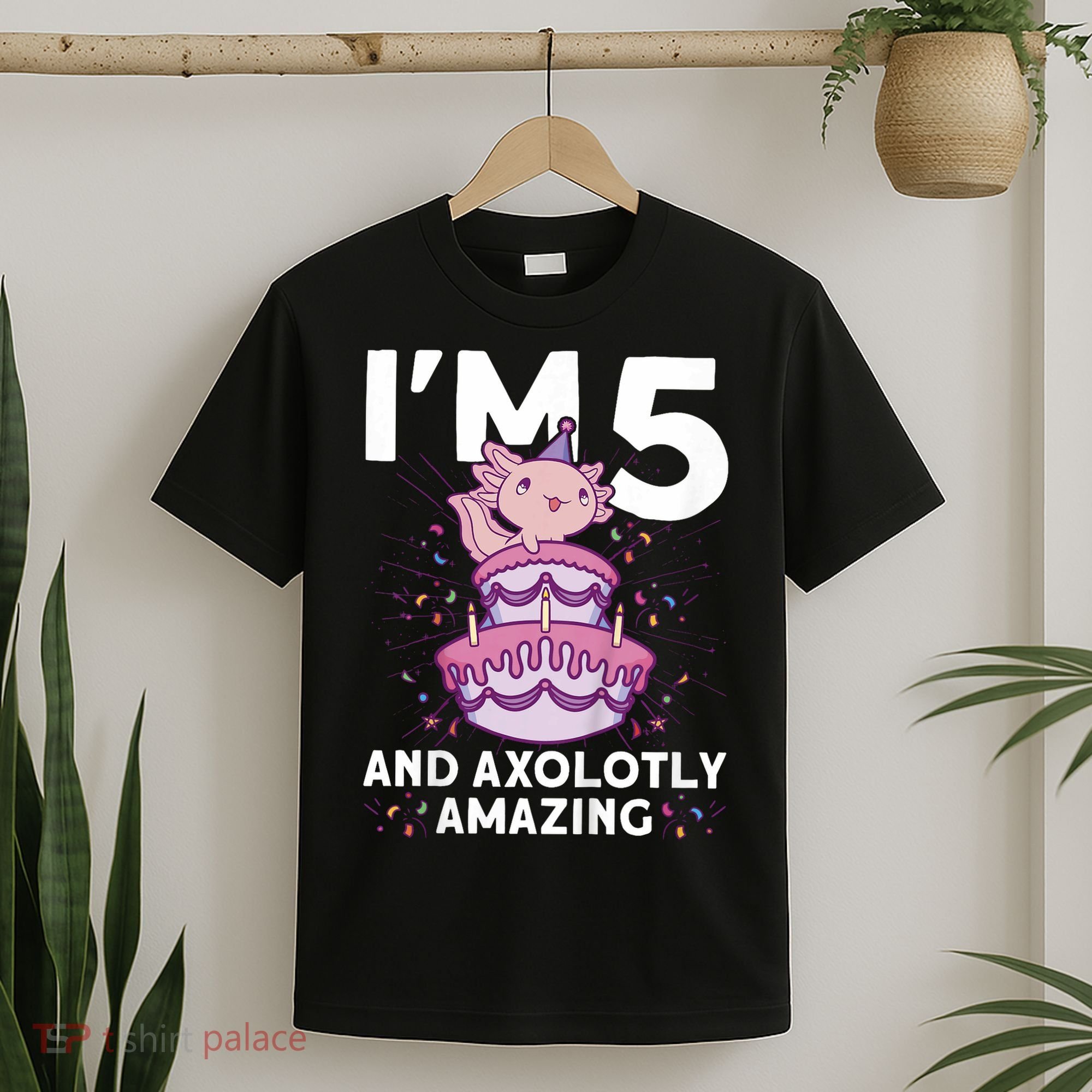 I'm 5 Bday Axolotl Party Cute 5th Birthday  Axolotl  T-Shirt