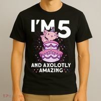 I'm 5 Bday Axolotl Party Cute 5th Birthday  Axolotl  T-Shirt thumb 3