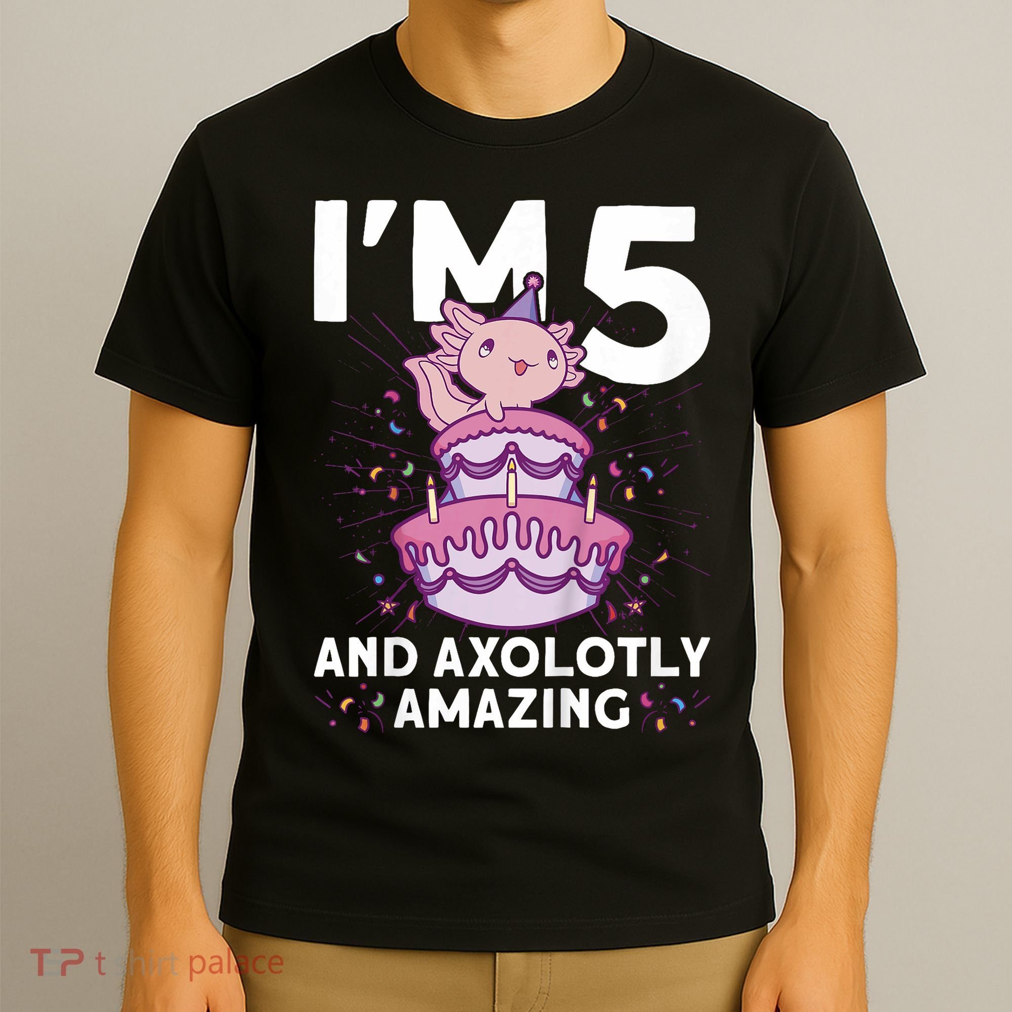 I'm 5 Bday Axolotl Party Cute 5th Birthday  Axolotl  T-Shirt