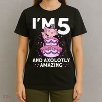 I'm 5 Bday Axolotl Party Cute 5th Birthday  Axolotl  T-Shirt thumb 4