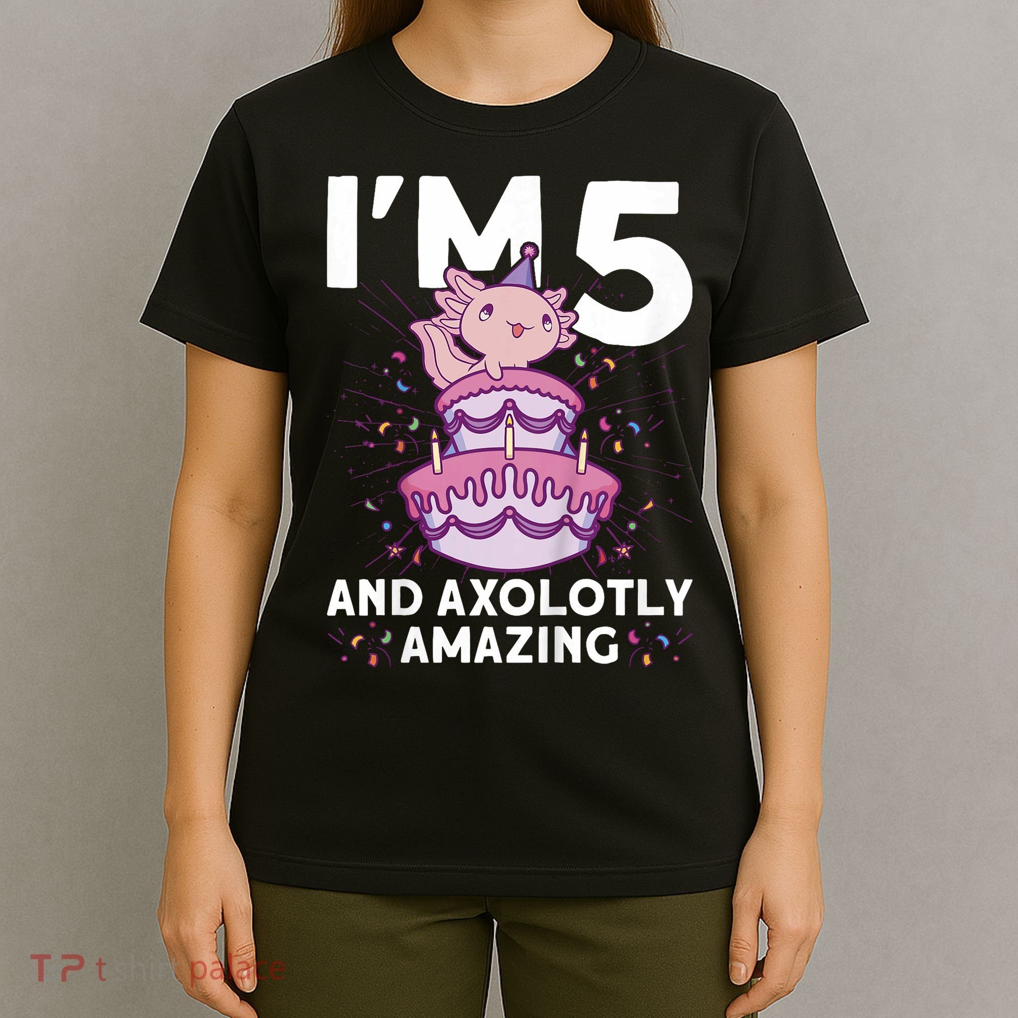 I'm 5 Bday Axolotl Party Cute 5th Birthday  Axolotl  T-Shirt
