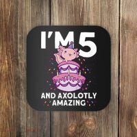 I'm 5 Bday Axolotl Party Cute 5th Birthday  Axolotl  Coaster thumb 0