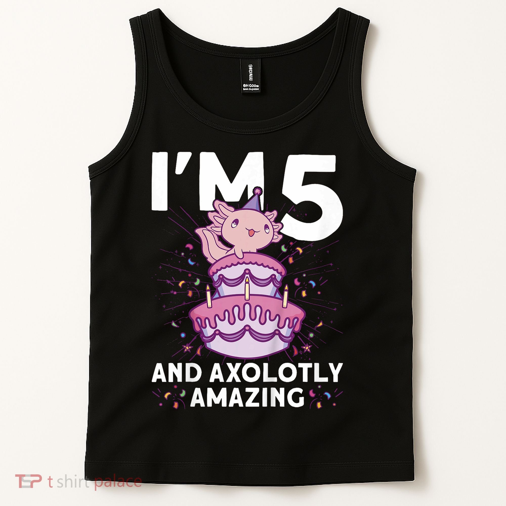 I'm 5 Bday Axolotl Party Cute 5th Birthday  Axolotl  Tank Top
