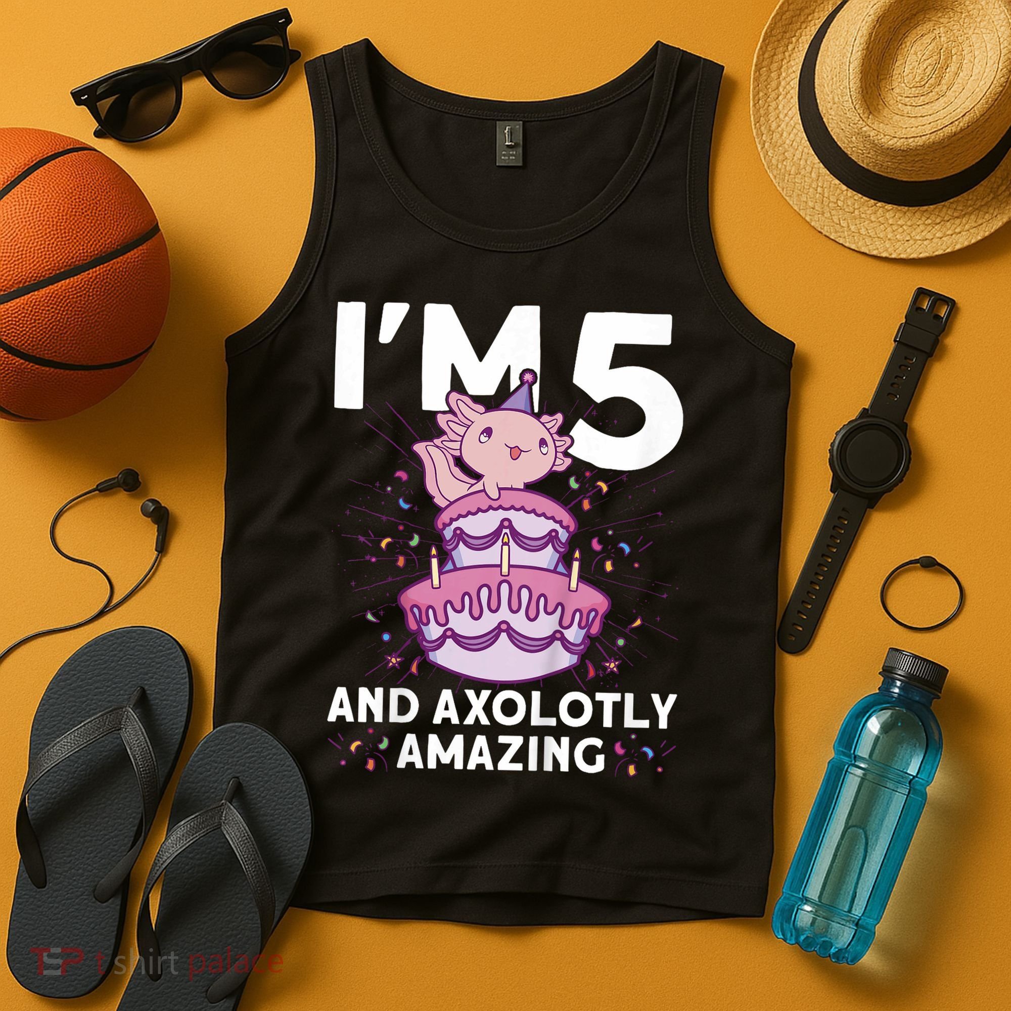 I'm 5 Bday Axolotl Party Cute 5th Birthday  Axolotl  Tank Top