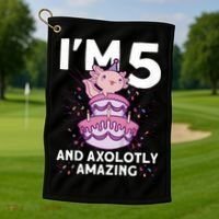 I'm 5 Bday Axolotl Party Cute 5th Birthday  Axolotl  Golf Towel thumb 1